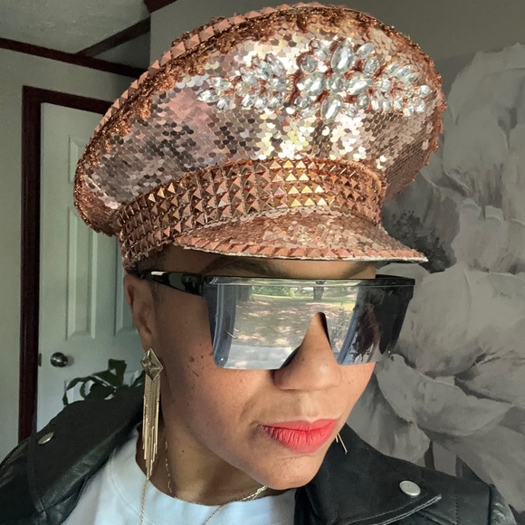 Rhinestone Bridal Bachelorette Bling Captain Fisherman Disco festival pride Hat - Picture 1 of 4